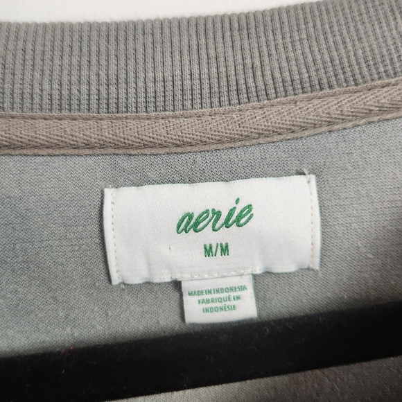 Aerie Gray Velour Oversized Sweatshirt Raglan Womens Size Medium Loungewear - Picture 4 of 4